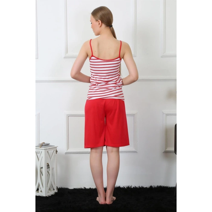 MİRAY- Kadın İp Askılı Kapri Takım Kırmızı