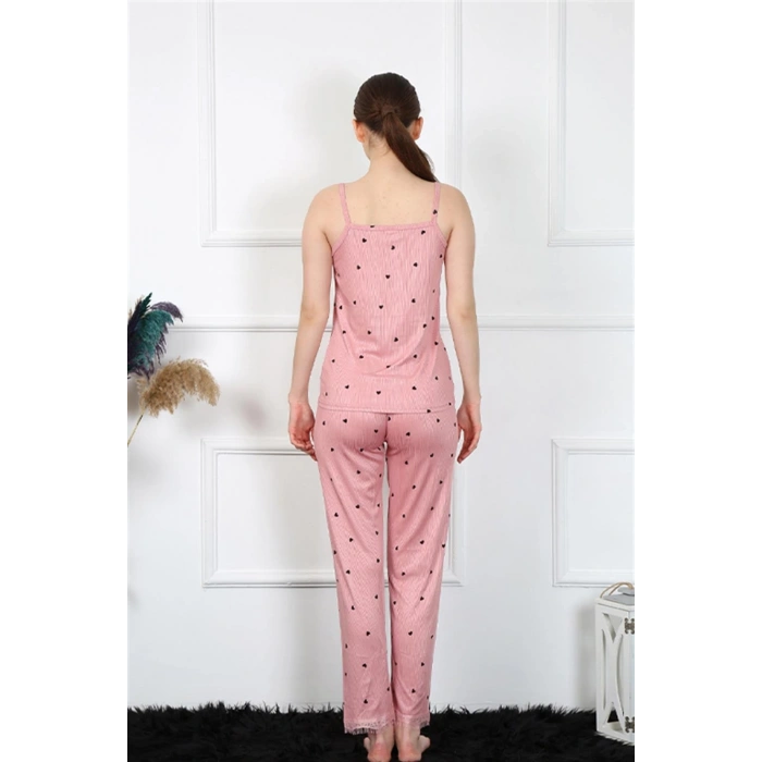 MİRAY- Kadın İp Askılı Somon Pijama Takım