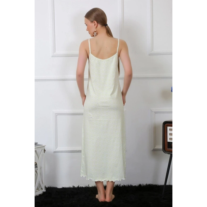 MİRAY- Kadın İp Askılı Uzun Gecelik Su Yeşili