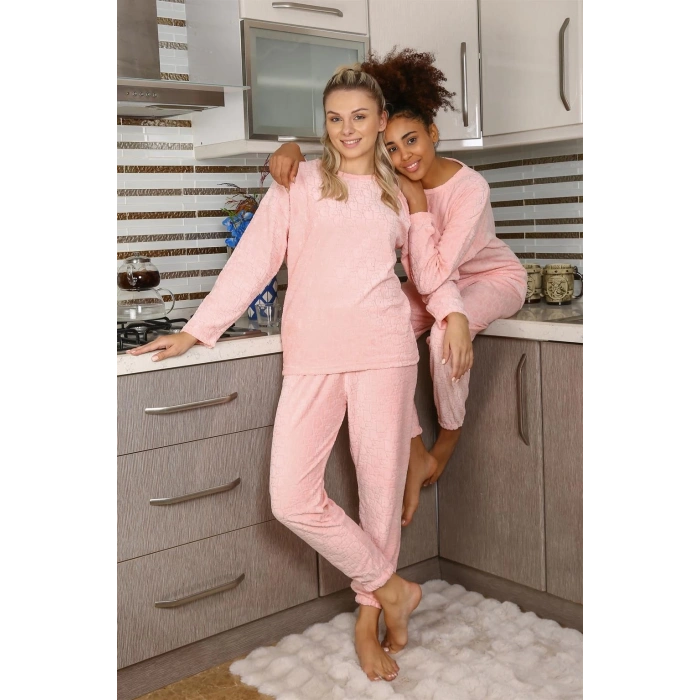 MİRAY- Kadın Kadife Pijama Takım Pembe