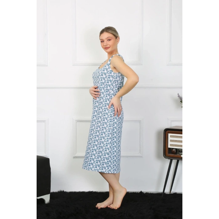 MİRAY- Kadın Kalın Askılı Penye Uzun Gecelik