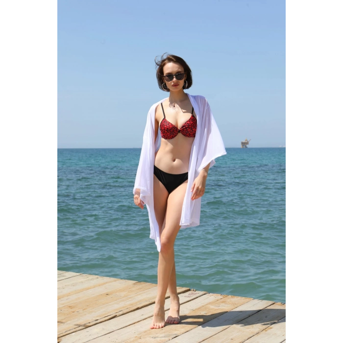 MİRAY- Kadın Kimono Pareo Plaj Elbisesi Beyaz