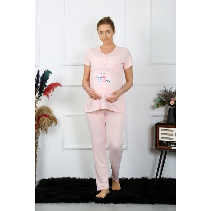 MİRAY- Kadın Kısa Kol Hamile Lohusa Pijama Takımı
