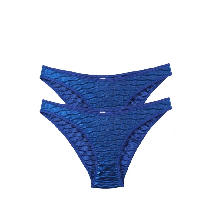 MİRAY- Kadın Mavi Dalga Desenli Parlak 2li Slip