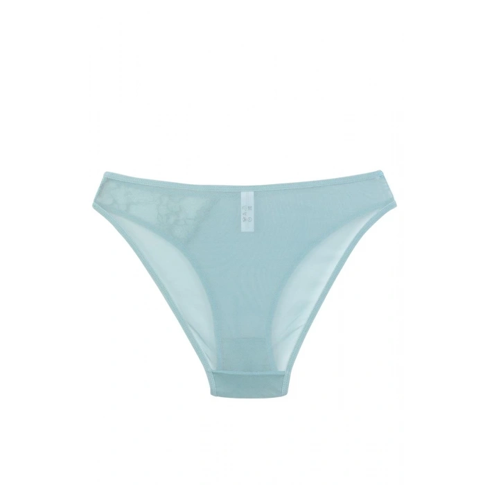 MİRAY- Kadın Mavi Dantel Detaylı Transparan 2li Slip