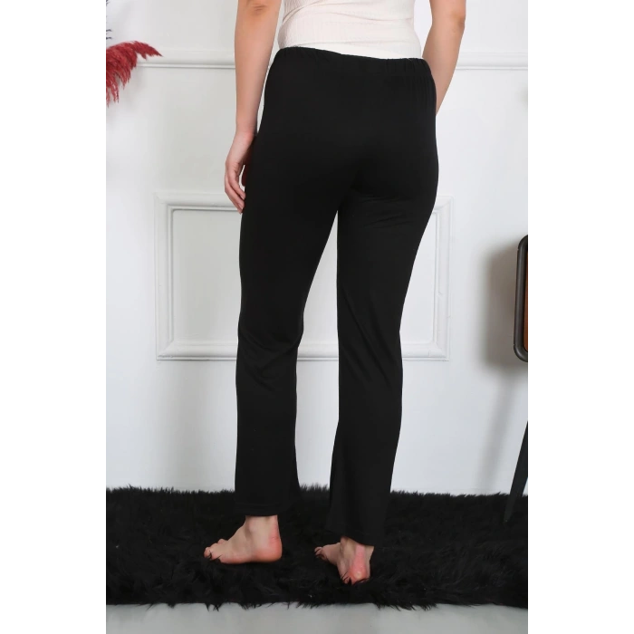 MİRAY- Kadın Pamuk Penye Tek Alt Pijama Siyah