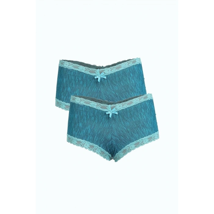 MİRAY- Kadın Pamuklu 2li Boxer Su Yeşili