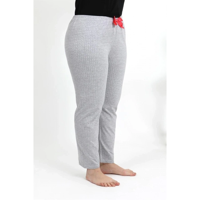 MİRAY- Kadın Pamuklu Büyük Beden Alt Pijama Gri