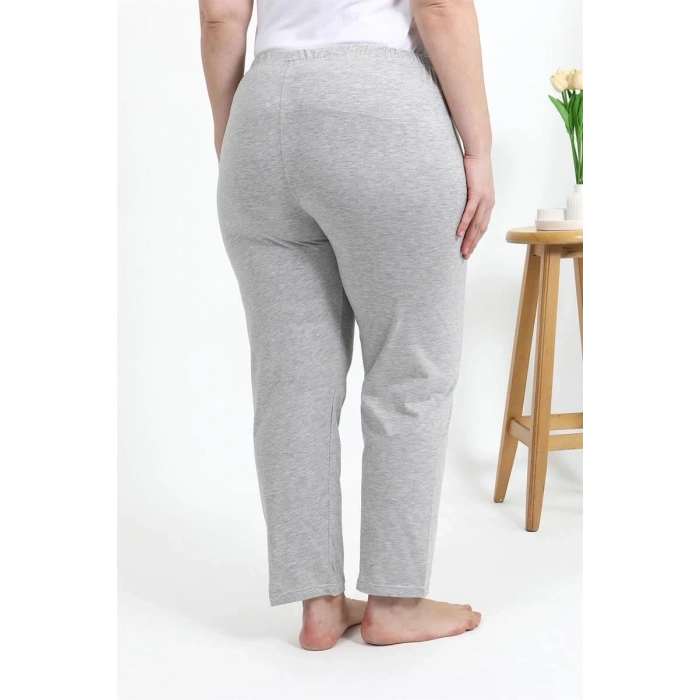 MİRAY- Kadın Pamuklu Büyük Beden Alt Pijama Gri