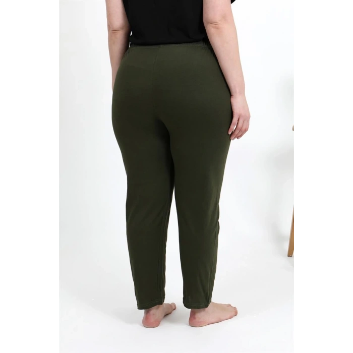 MİRAY- Kadın Pamuklu Büyük Beden Alt Pijama Haki