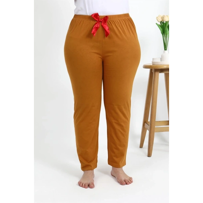 MİRAY- Kadın Pamuklu Büyük Beden Alt Pijama Hardal
