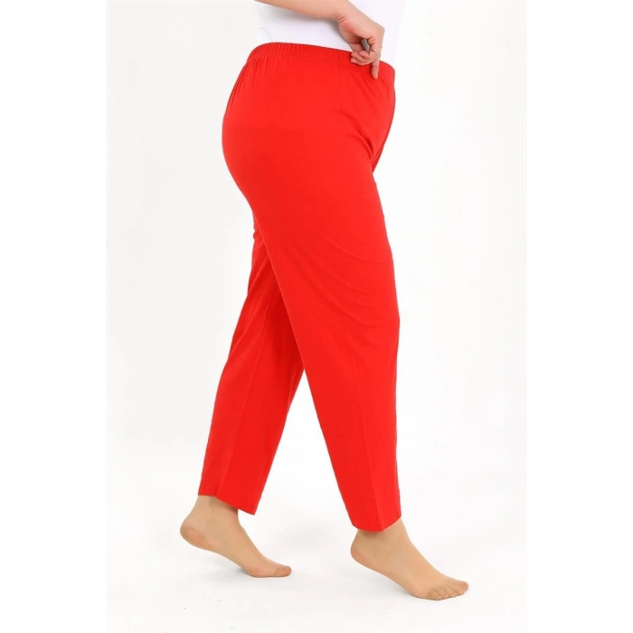 MİRAY- Kadın Pamuklu Büyük Beden Alt Pijama Kırmızı