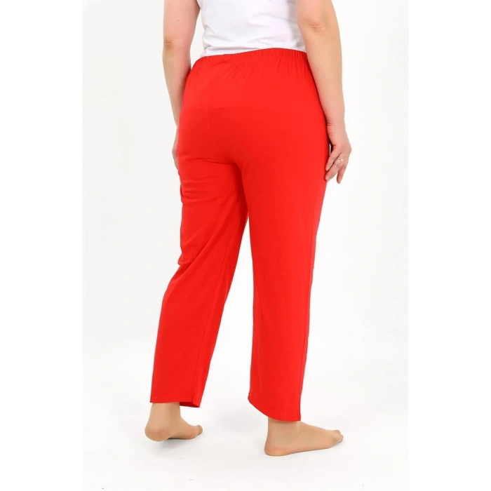 MİRAY- Kadın Pamuklu Büyük Beden Alt Pijama Kırmızı