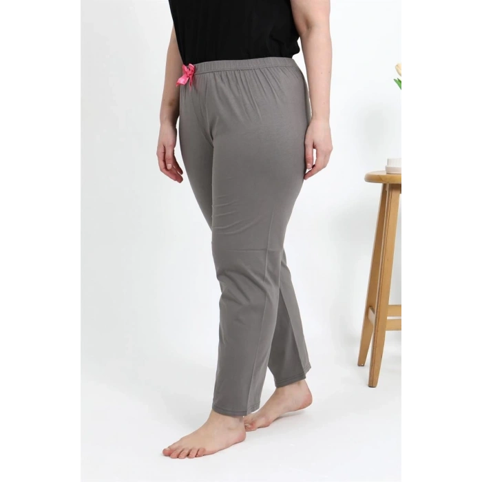MİRAY- Kadın Pamuklu Büyük Beden Alt Pijama Vizon
