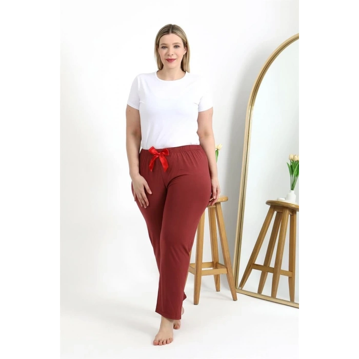 MİRAY- Kadın Pamuklu Büyük Beden Alt Pijama Yavruağzı