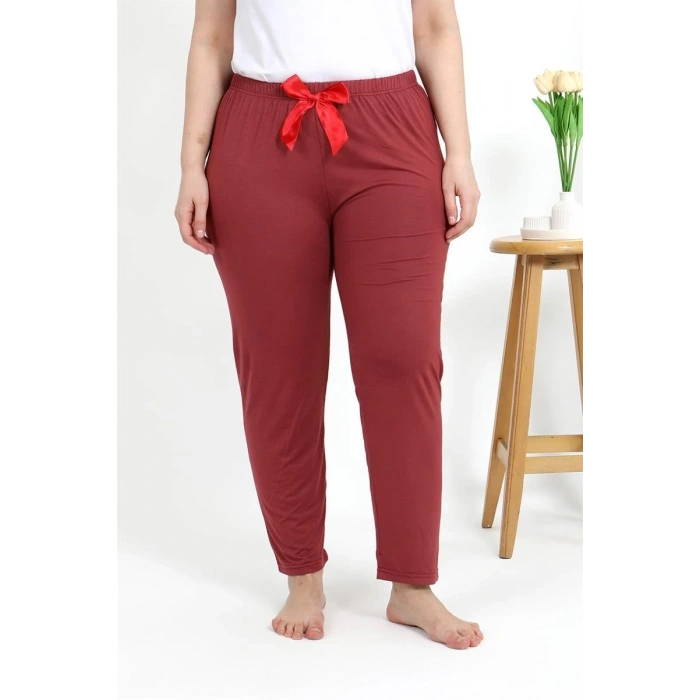 MİRAY- Kadın Pamuklu Büyük Beden Alt Pijama Yavruağzı