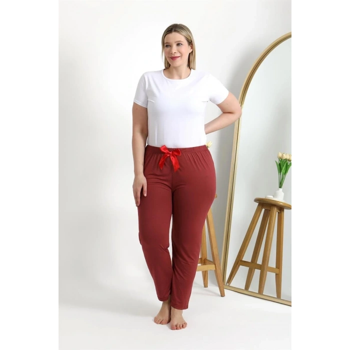 MİRAY- Kadın Pamuklu Büyük Beden Alt Pijama Yavruağzı