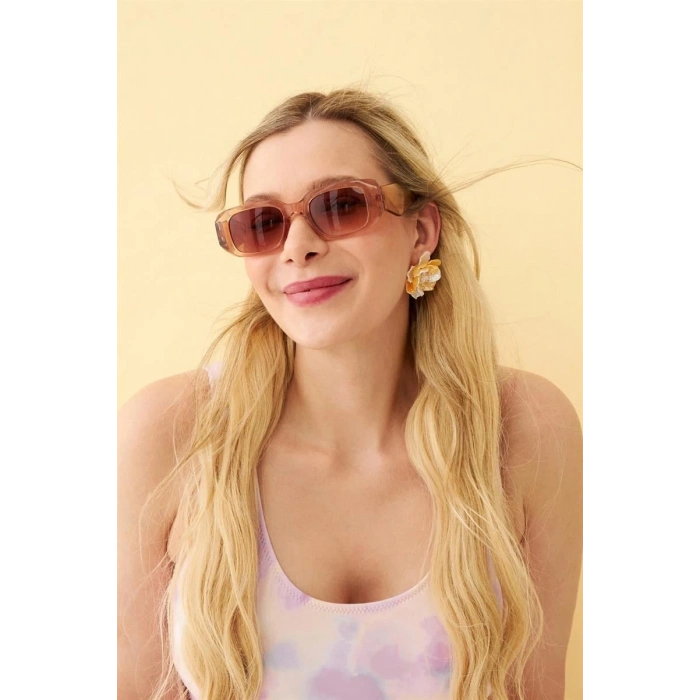 MİRAY- Kadın Pembe Renkli Desenli Büyük Beden Tek Parça Mayo