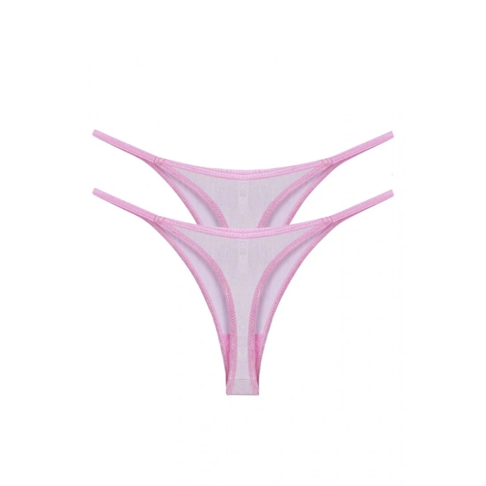 MİRAY- Kadın Pembe Transparan 2li Tanga Slip