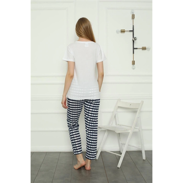 MİRAY- Kadın Penye Pijama Takım Beyaz