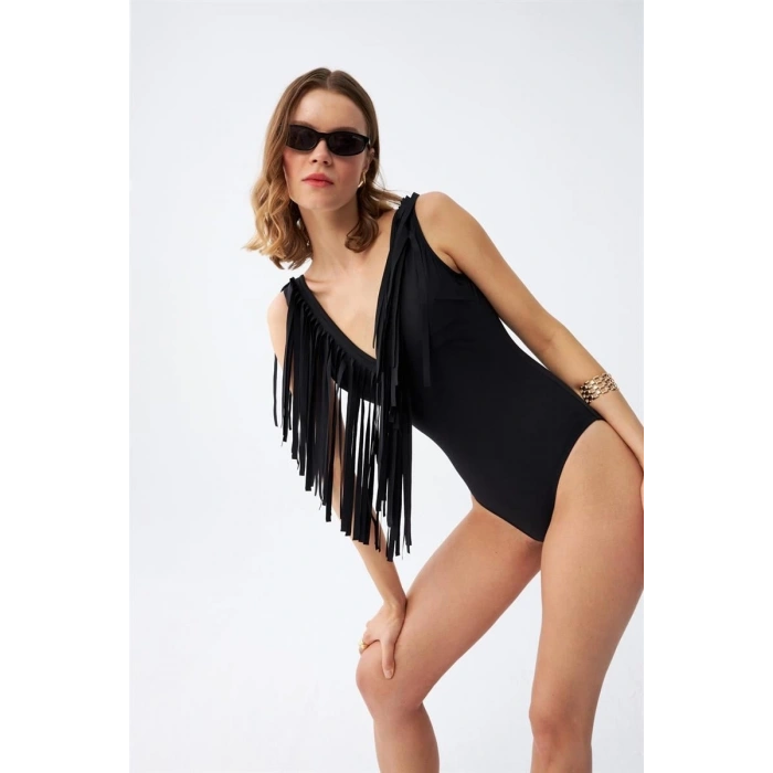 MİRAY- Kadın Püsküllü Mayo Siyah