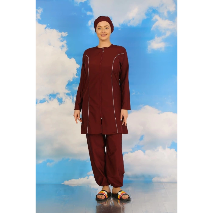 MİRAY- Kadın Tam Tesettür Bordo Mayo