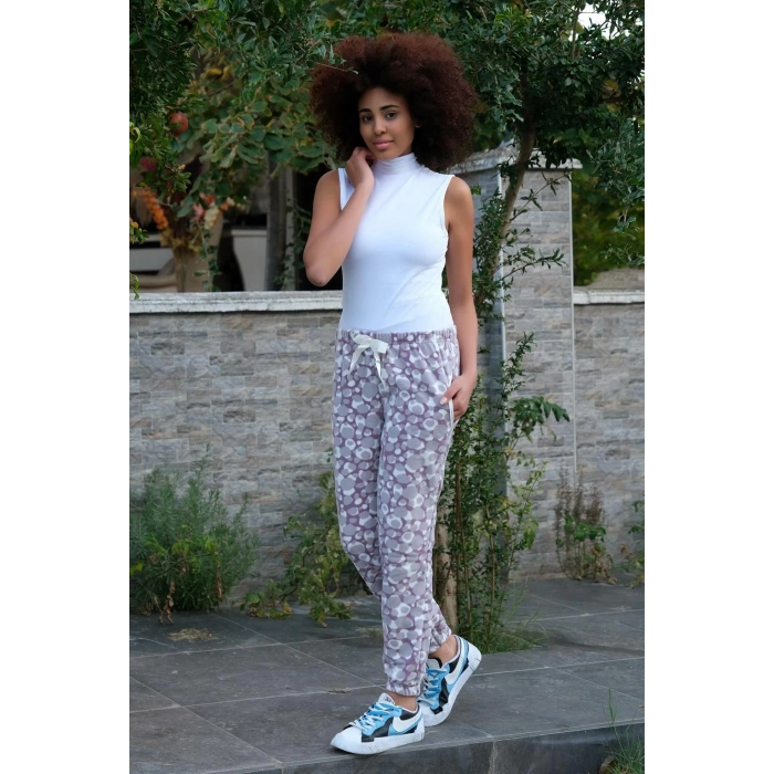 MİRAY- Kadın Welsoft Polar Tek Alt Pijama Mor