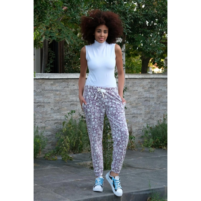 MİRAY- Kadın Welsoft Polar Tek Alt Pijama Mor