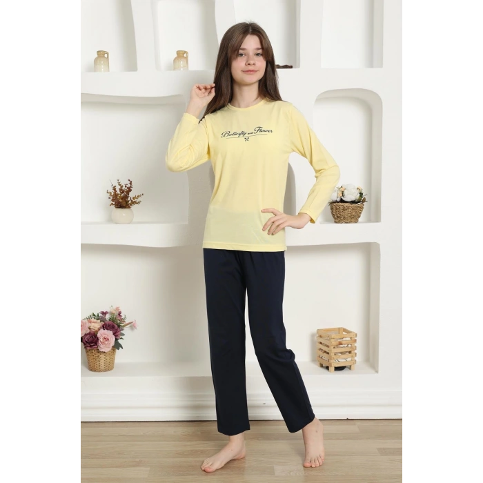 MİRAY- Kız Çocuk Penye Pijama Takım Sarı