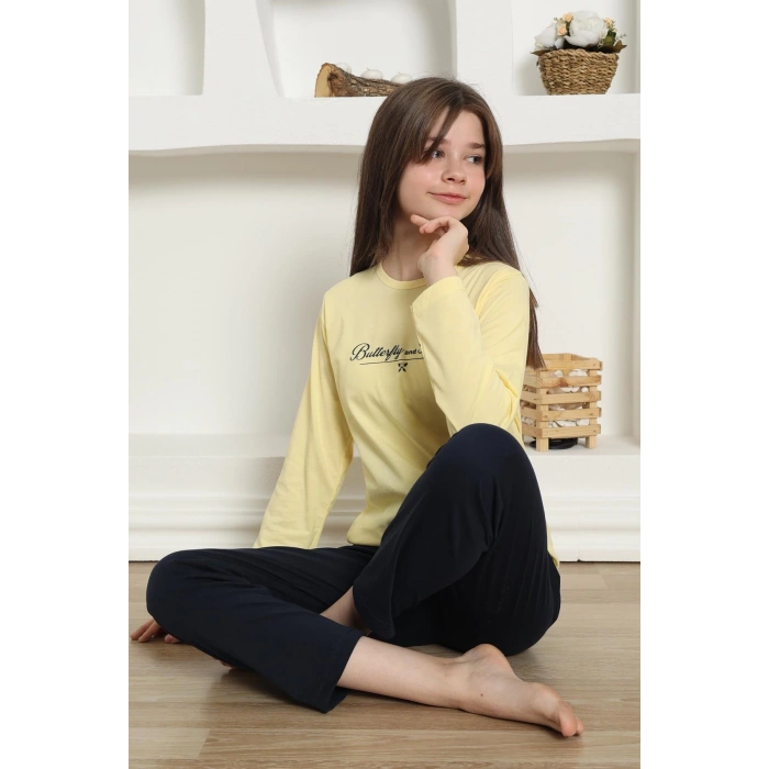 MİRAY- Kız Çocuk Penye Pijama Takım Sarı