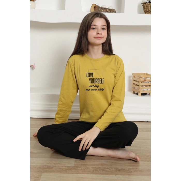 MİRAY- Kız Çocuk Penye Pijama Takım Sarı