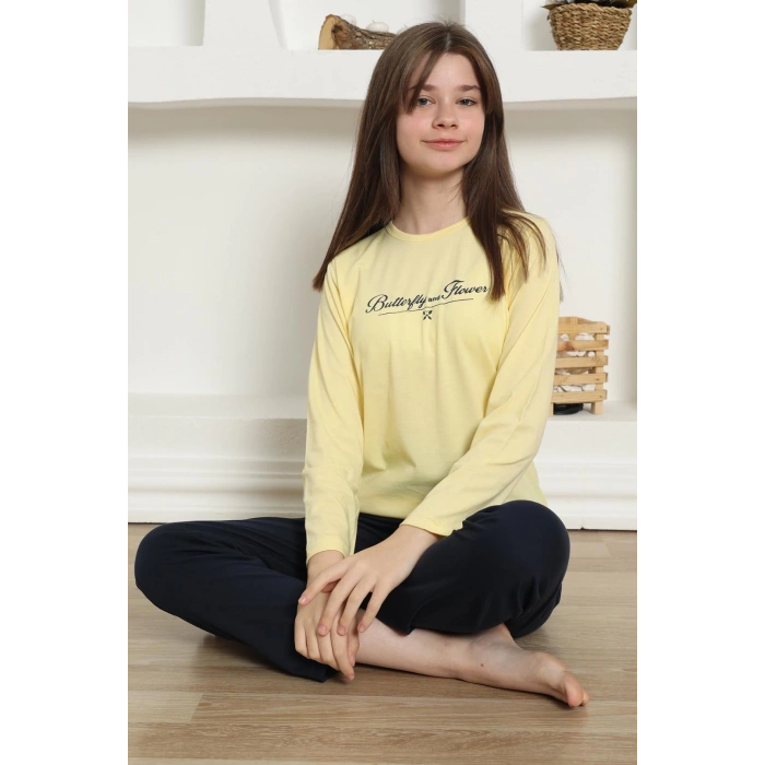 MİRAY- Kız Çocuk Penye Pijama Takım Sarı