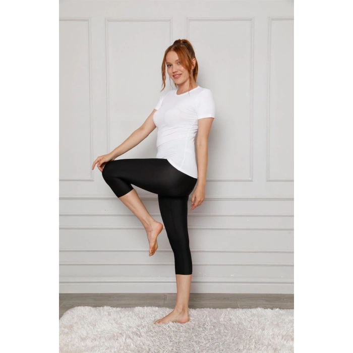 MİRAY- Microfiber Kapri Tayt Siyah