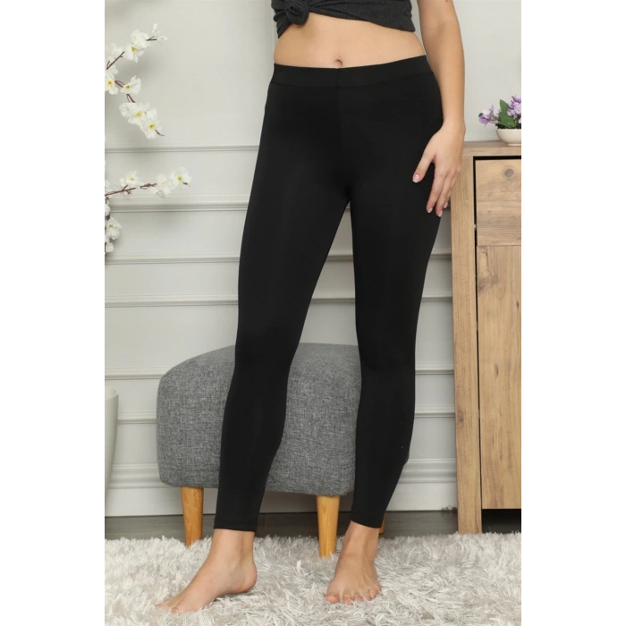 MİRAY- Mikro Jardonlu Kalın Siyah Tayt Siyah