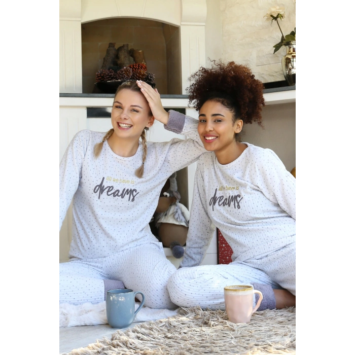 MİRAY- Polar Kadın Pijama Takımı Ekru