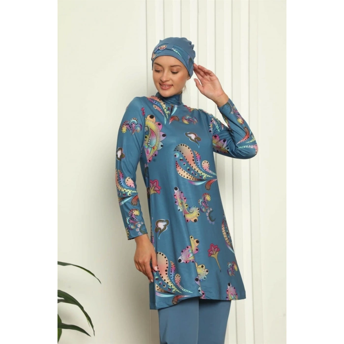 MİRAY- Tam Tesettür Dijital Desenli Mayo 31043