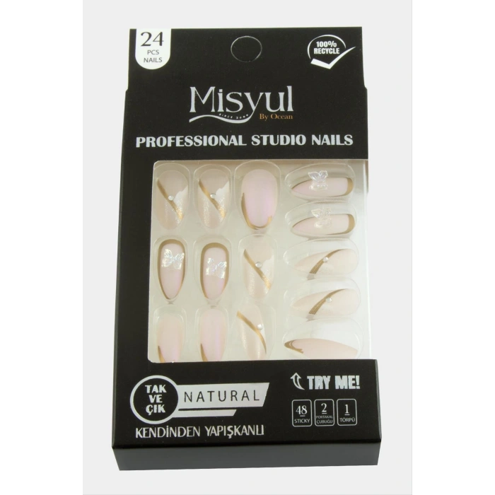 Misyul Taşlı Takma Tırnak 24 Adet