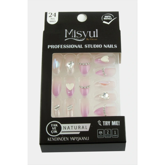 Misyul Taşlı Takma Tırnak 24 Adet