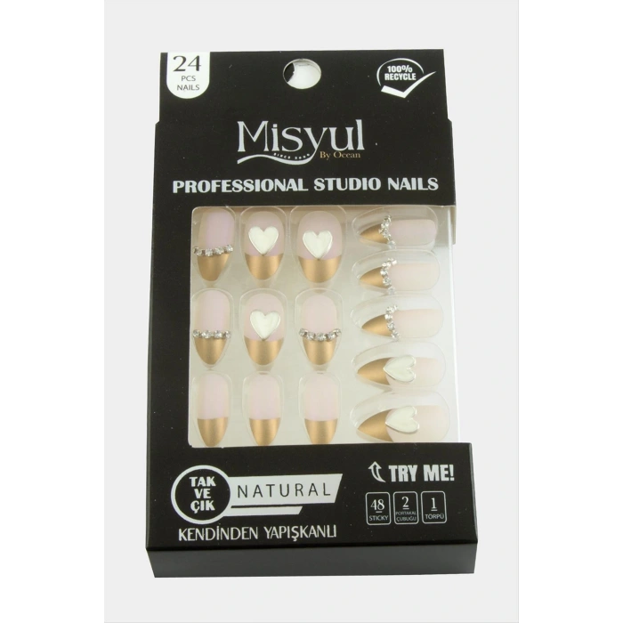 Misyul Taşlı Takma Tırnak 24 Adet