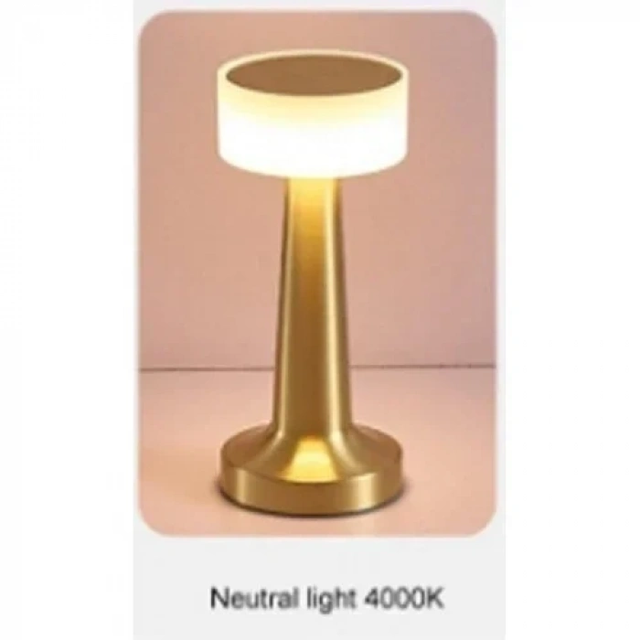 Modern Led Abajur Masa Lambası Dokunmatik 3 Mod Kademeli Şarjlı Dokunm Gold Masa Lambası Orta Kafa