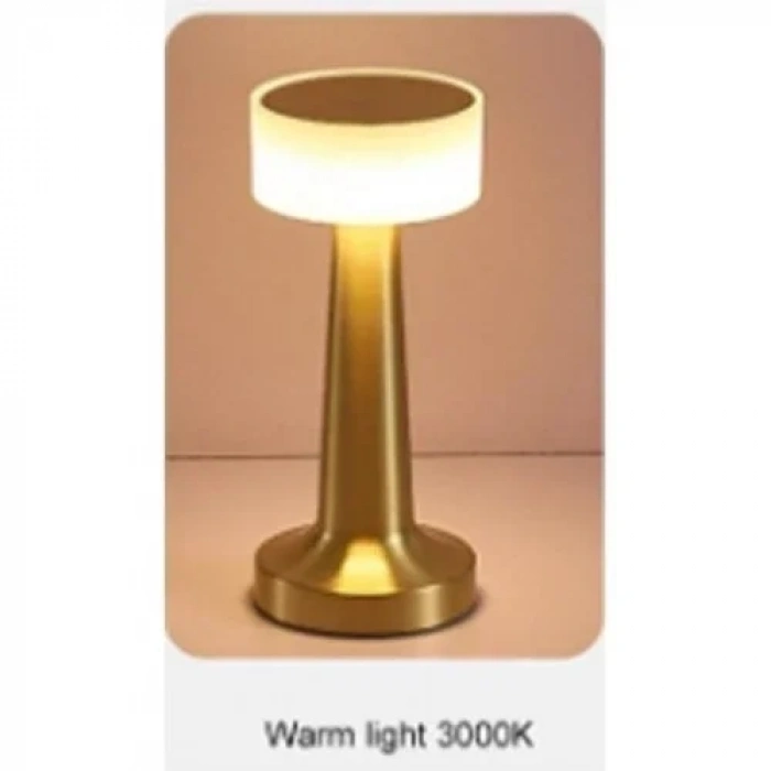 Modern Led Abajur Masa Lambası Dokunmatik 3 Mod Kademeli Şarjlı Dokunm Gold Masa Lambası Orta Kafa