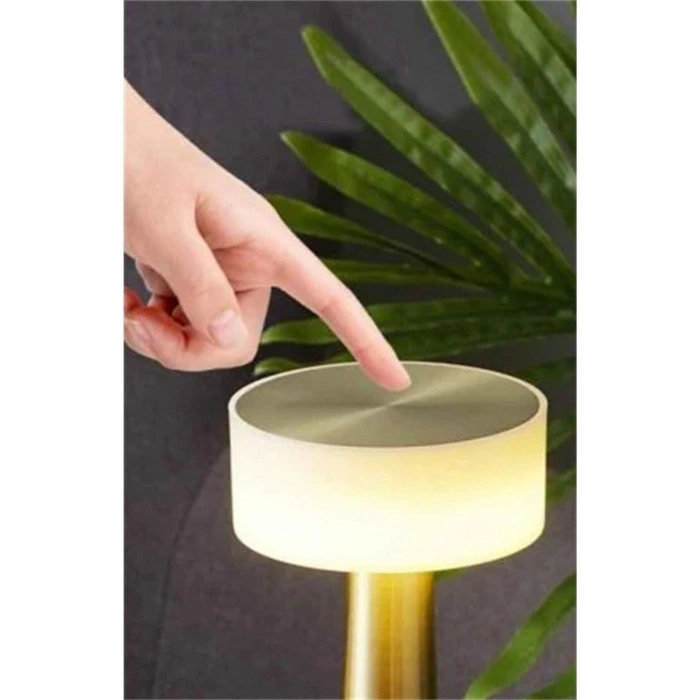 Modern Led Abajur Masa Lambası Dokunmatik 3 Mod Kademeli Şarjlı Dokunm Gold Masa Lambası Orta Kafa