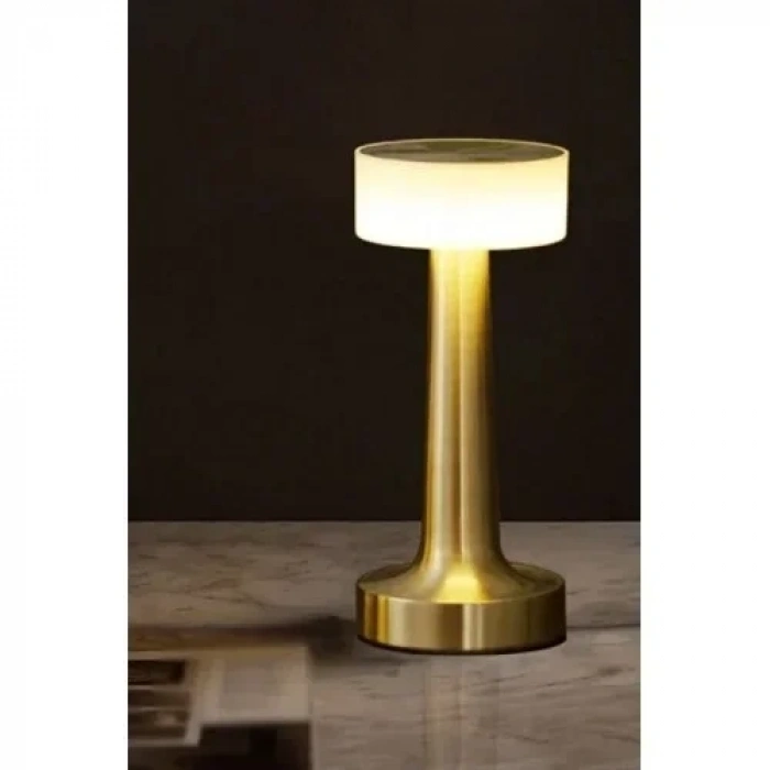 Modern Led Abajur Masa Lambası Dokunmatik 3 Mod Kademeli Şarjlı Dokunm Gold Masa Lambası Orta Kafa