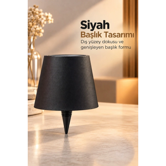 Modern Masa Lambası Şişe Üstü Siyah Abajur Başlığı