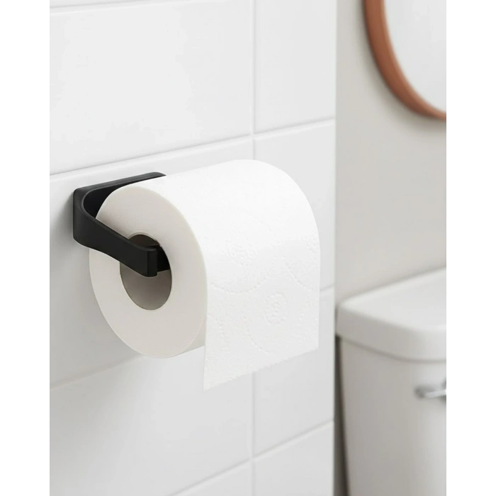 Modern Siyah Tuvalet Kağıtlığı Duvar Tipi Minimal Tasarım Peçetelik