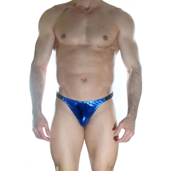 MARSİLYAN- Arkası Büzgülü Mavi Lame Brazillian Slip