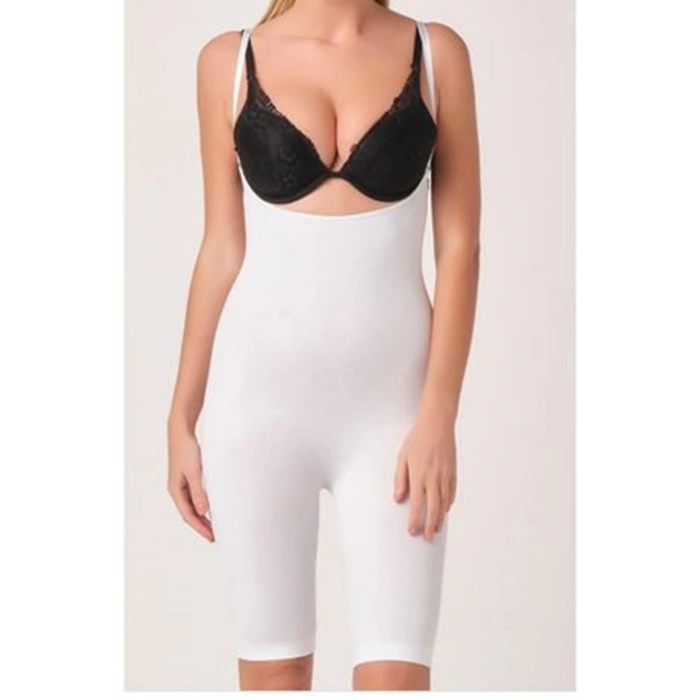 MARSİLYAN- Beyaz Kadın Paçalı Boy Dikişsiz Korse - 751