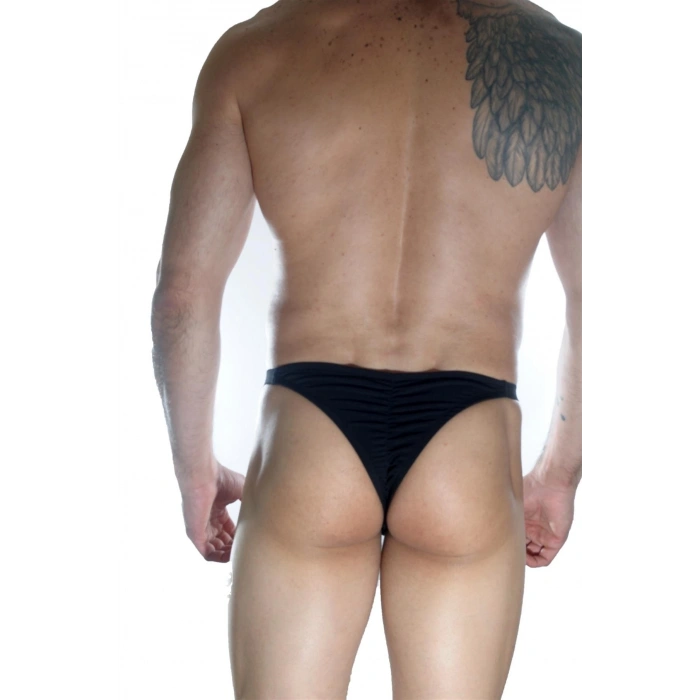 MODLİVE Erkek Arkası Büzgülü Siyah Brazillian Slip