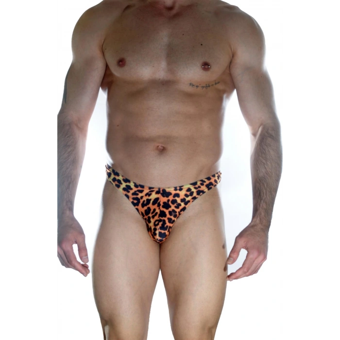 MARSİLYAN- Erkek Arkası Metalli Leopar Tanga Çamaşır