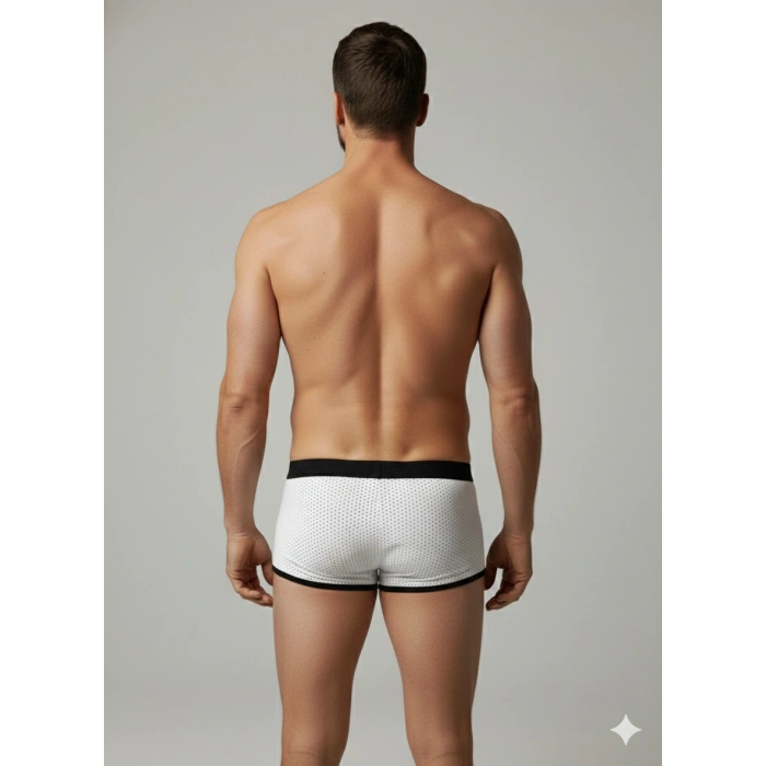 MODLİVE Erkek Beyaz Biyeli File Boxer